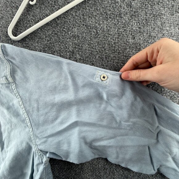 Tommy Bahama Medium Beach Tencel Cotton Hawaiian Blue Long Sleeve Button Up Men - Picture 13 of 16